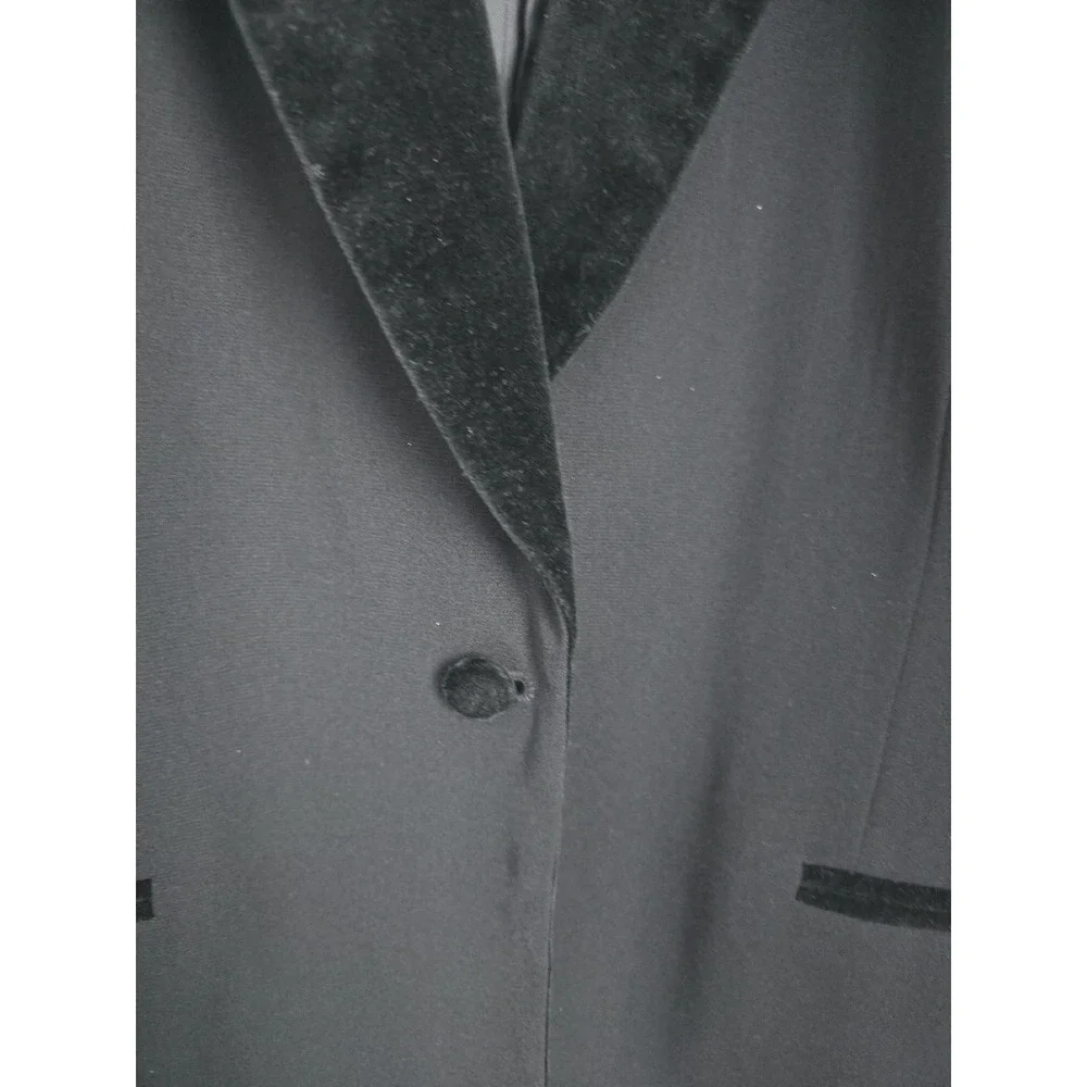 Vintage 90s Harve Benard Black Tuxedo Blazer Women L Velvet Trim Classic